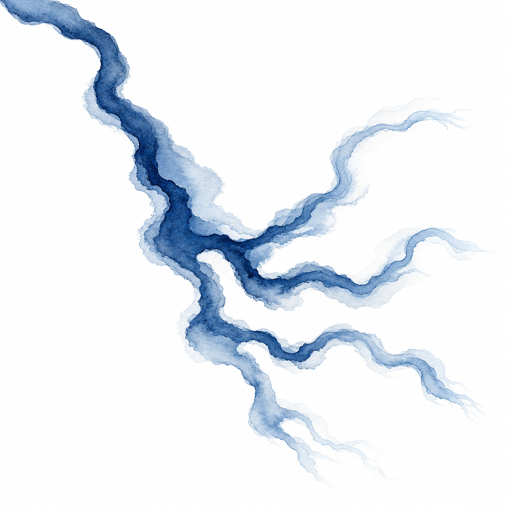 Illustration aquarelle : flux d'eau se ramifiant vers les quatre piliers de notre vision